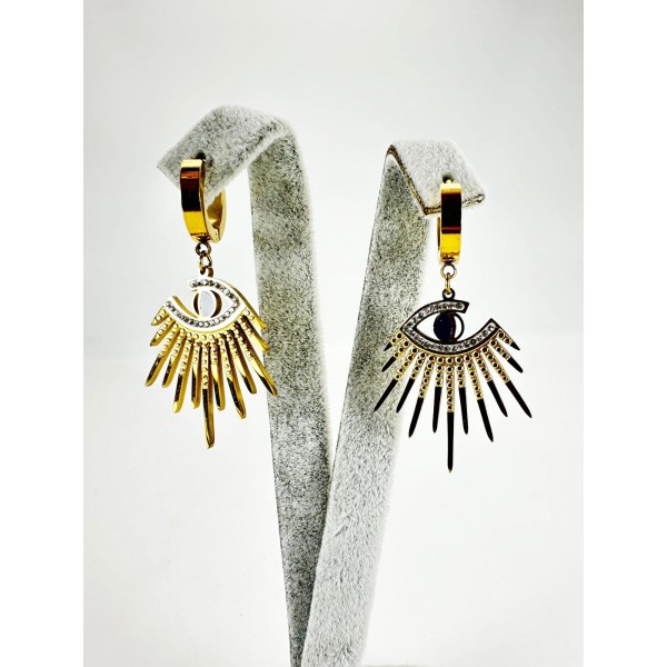 Gold Göz Desenli Küpe